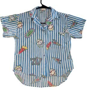 Vintage Fun Connections 80s Kids Short Sleeve Retro Button-Up Size 7